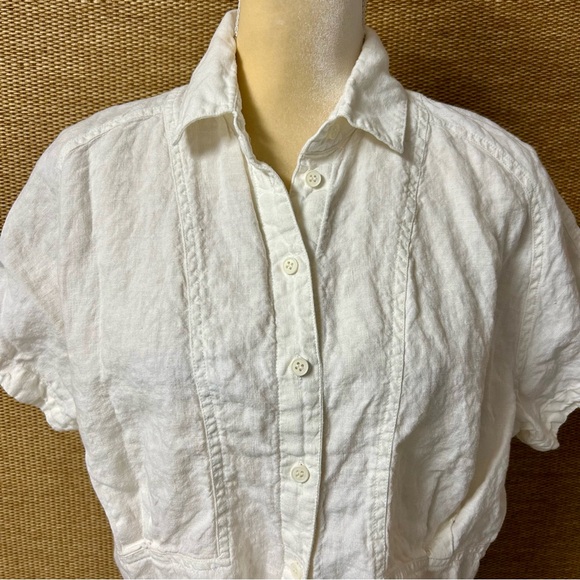 & Other Stories Top Women 4 White Linen Button-Up Tie Front Blouse Coastal Beach - Picture 2 of 11